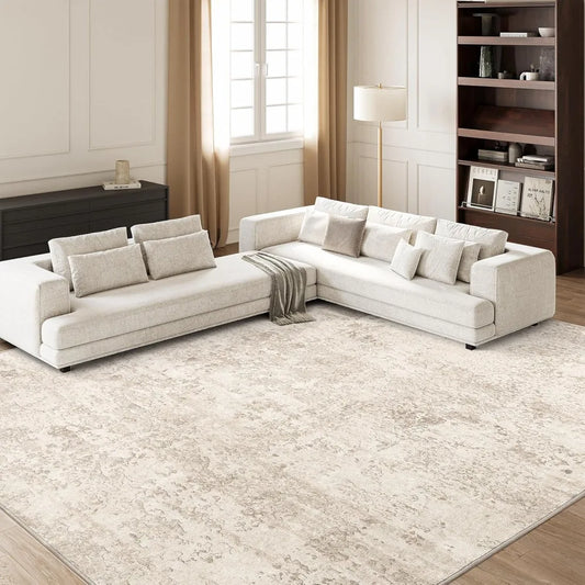 Washable Rugs 8x10, Stain Resistant Rugs for Living Room, Foldable Machine Washable Area Rug (Beige, 8'x10'), Carpet