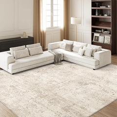 Washable Rugs 8x10, Stain Resistant Rugs for Living Room, Foldable Machine Washable Area Rug (Beige, 8'x10'), Carpet