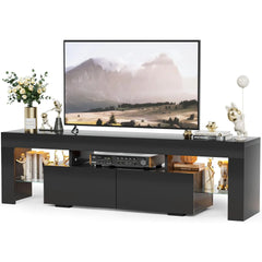 Modern LED TV Stand with Glass Shelves & Drawer – Fits TVs up to 70"