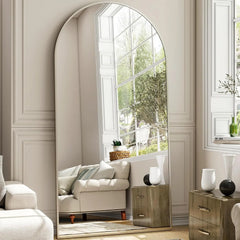 Oversized Full-Body Mirror, 76" x 34" Arched Full-Length Mirror, Gold Metal Frame, Floor Mirror for Bedroom, Living/Dressing