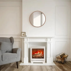 Round Mirror with Wood Frame 24 Inch Circle Wall Mirror for Bathroom Round Wall Mirror for Wall Decor, Vanity,