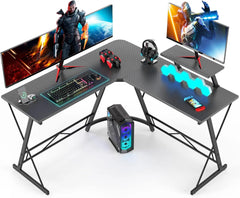 L Shaped Gaming Desk Corner Computer Desk, Home Office Desks Writing Workstation with Large Monitor Stand, Easy to Assemble