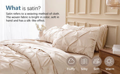 MR&HM Satin Comforter King 7 Pieces - Luxurious Pinch Pleat Bedding Set with Comforter, Flat Sheet, Fitted Sheet, Pillowcases &