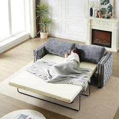 Sleeper Sofa Bed, Pull-Out Couch with Mattress, Modern L-Shaped Convertible Sofa with Storage