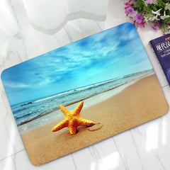 Beach Waves Pattern Home Rubber Doormat Outdoor Anti-slip Bathroom Mats Bedroom Carpets Bedside Mat Kitchen Area Rug Small rug