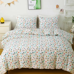 Twin Duvet Cover Kids 100% Cotton Butterfly White for Cute Bedding Set 3Pcs Ultra Soft Breathable Patterned Cartoon Comforter