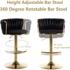 Bar Stools Set of 4, Counter Height Bar Stools with Low Back, Gold Swivel Bar Stools for Kitchen Island, Bar Pub Stools
