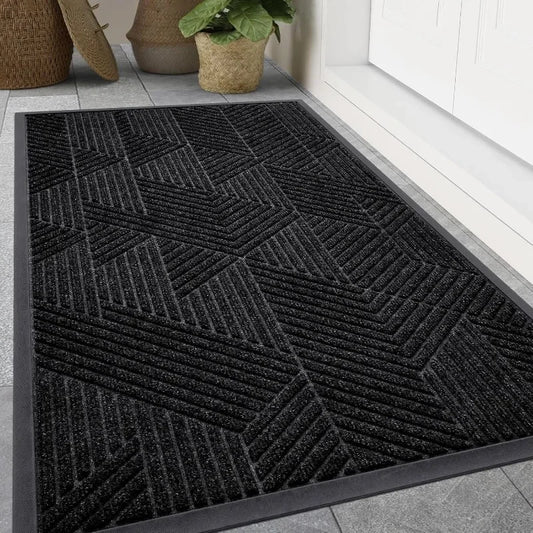 Front Door Mat Outside Entrance, Heavy Duty Sturdy Natural Rubber Doormat, Trap Dirt and Moisture, Easy Clean Low Profile