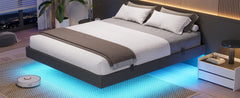 Queen Bed Frame with Drawers, LED Bed Frame with Charging Station, Pu Leather Platform Bed Frame Queen Size with Storage
