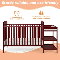 3-In-1 Convertible Crib, Baby Bed, Converts from Baby Crib to Toddler Bed, Fits Standard Full-Size Crib Mattress