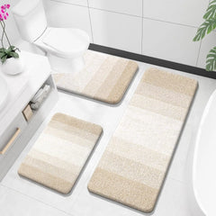 Bathroom Rugs Sets 3 Piece, Soft Absorbent Microfiber Bath Rugs and U-Shaped Contour Toilet Rug Area Rug Set