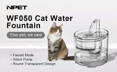 NPET Cat Water Fountain WF050TP 1.5L Automatic Pet Drinking Fountain with Replacement Faucet Kit