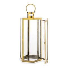 Nordic Gold Candle Holder Metal Large WindProof Wind Lamp Wedding Centerpieces Candlestick Crystal Candelabra Candle Lantern