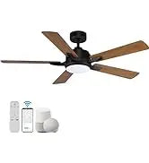 52 "Smart Low Profile ceiling Fans with Lights Remote,Quiet DC Motor,Outdoor Indoor Flush Mount Fan,Control WIFIAle