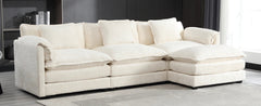 Modern Chenille L-Shaped Sectional Sofa with Moveable Ottoman & Memory Foam