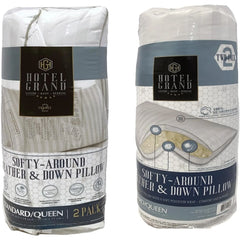 Bed Pillows 100% Cotton Soft Feather Down Pillows King Size Pillows Set of 2 Pack Hotel Collection Pillows for