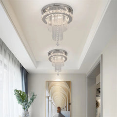 Crystal Chandelier Chrome Ceiling Lamps Led Flush Mount Stainless Steel Fixture Aisle Light Lustre Dining Room Living Room Decor