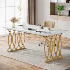 Tribesigns Executive Desk, 63" W Large Computer Desk, Modern Office Desk Conference Table Meeting Room Table, Business Furniture