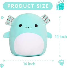 MorisMos 16" Large Axolotl Plush Toy Throw Pillow - Stuffed Animals Toy Giant Soft Hug Squishy and Cuddly Salamander Plushie