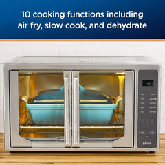 Air Fryer Oven, 10-in-1 Countertop Toaster, Large Enough for 2 Pizzas, Stainless Steel French Doors, XL Sized
