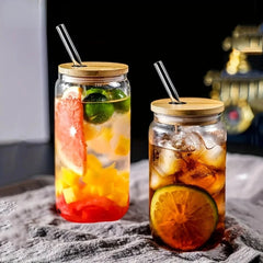 Transparent Bubble Tea Cup with Lid and Straw - 1PCS Juice Glass Beer Can Milk Mocha Cups - Stylish Breakfast Mug Drinkware