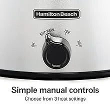 6-Quart Slow Cooker with 3 Cooking Settings, Dishwasher-Safe Stoneware Crock & Glass Lid, Silver, Multi-functional Pot