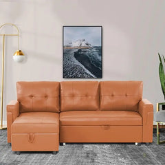 Sleeper Sectional Sofa with Convertible Sofa Bed & Storage Chaise