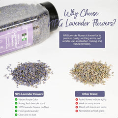 NPG Freeze Dried Lavender Flowers 4 Oz Culinary Grade Lavender Buds for Tea Baking DIY Soap Candle Making Potpourri Natural Fra