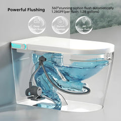 Smart Toilet with Bidet Built In, Foot Sensor Operation, Elongated Tankless Toilet with Automatic Flush,Heated Bidet Seat