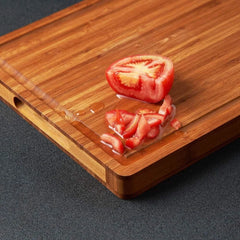 Durable Bamboo Cutting Board 1 Inch Thick with Juice Grooves Handles Perfect Cheese Charcuterie Meat Preparation