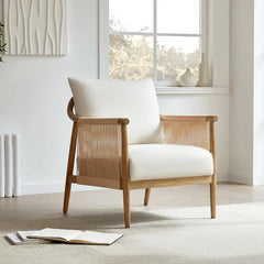 Braid Armchair, Modern Accent Chair for Living Room, Cream  chairs living room  accent chairs for living room