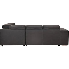 Microfiber Sectional Sleeper Sofa with Pull-Out Bed, Adjustable Headrests & Storage