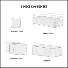 Madison Park Tuscany Daybed Cover Set-Trendy Damask Quilting With Scalloped Edges All Season Luxury Bedding With Bedskirt,