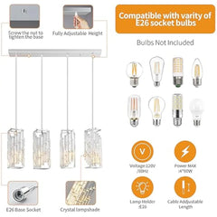 Chrome Pendant Lighting Modern Pendant Light, Mini Crystal Chandeliers,Adjustable Pendant Light Fixture for Kitchen Island Dinn