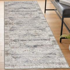 Machine Washable Area Rug Runner - Living Room Bedroom Bathroom Kitchen Entryway Office - Padded Low Pile Stain Resistant Premiu
