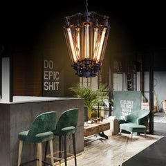 Industrial Metal Steampunk Pendant Hanging Lamp Black Retro Chandelier Light