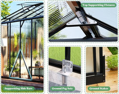 Greenhouse with Quick-Connect Fittings, Walk-in Greenhouse with 2 Swing Doors, Greenhouses for Outdoors for Garden Backyard
