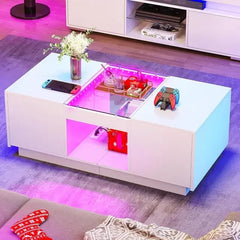 Modern LED Coffee Table with Storage, USB & Type-C Ports – Smart Living Room Centerpiece