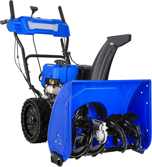 24-Inch Self-Propelled Gas Snowblower, 209cc with Electric Start and LED Headlight, for Driveway Snow Removal.