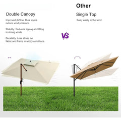 12ft Patio Umbrella Outdoor Square Umbrellas Large Cantilever Umbrella Windproof Offset Heavy Duty Sun Umbrellas