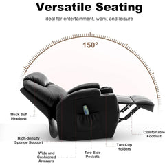 Recliner Chair, Rocking Chair with Massage and Heat, 360° Swivel Recliner Chairs, Rocker Manual Recliner with Remote Control