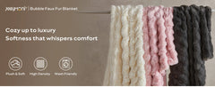 JELLYMONI Faux Fur Throw Blanket, Throw Blanket for Couch, Fuzzy Cozy Plush Bubble Bed Throw Blanket, Thick and Warm Blanket