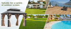 12'x18'Patios Double Roof Canopy Aluminum Frame Outdoor Gazebo Tent Curtains Netting for Patio Backyard Deck and Lawns