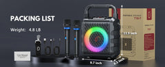 FanFun Wireless Speaker, Portable Bluetooth Speaker with Microphone and LED Light, Karaoke Speaker Machine, Home Karaoke System