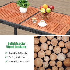 7 Piece Patio Dining Set Outdoor Acacia Wood Table and Chairs with Soft Cushions Wicker Patio Furniture for Deck,Backyard,Garden