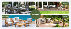9 Piece Outdoor Dining Set, Cast Aluminum Retro for 8 Includes 86.6’’ Rectangular Table with and Umbrella Hole, Patio Dining Set