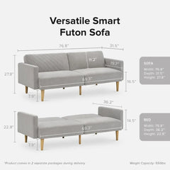 Futon Sofa Bed, Mid-Century Modern Sleeper Sofa, Small Convertible Couch, Loveseat