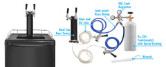 SucceBuyBeer Kegerator Dual Tap Draft Beer Dispenser Full Size Keg Refrigerator with CO2 Cylinder Shelves Drip Tray & Rail Black