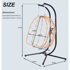 2 Person Egg Swing Chair with Stand - Indoor/Outdoor Hammock Chair & Hanging Egg Chair | Rattan Wicker, UV Resistant Cushion & P