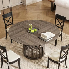 41” Round Wooden Dining Table – Modern Kitchen Table for 4-6 People